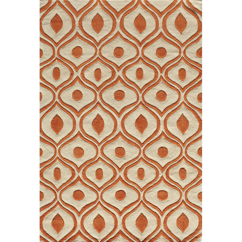 Langley Street Ella Handmade Tufted Orange/Cream Rug & Reviews Wayfair